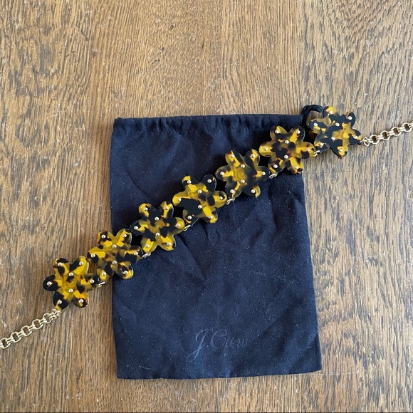 J Crew Petal Burst Tortoise Flower Pink Rhinestone Crystal Statement Necklace - Picture 8 of 12